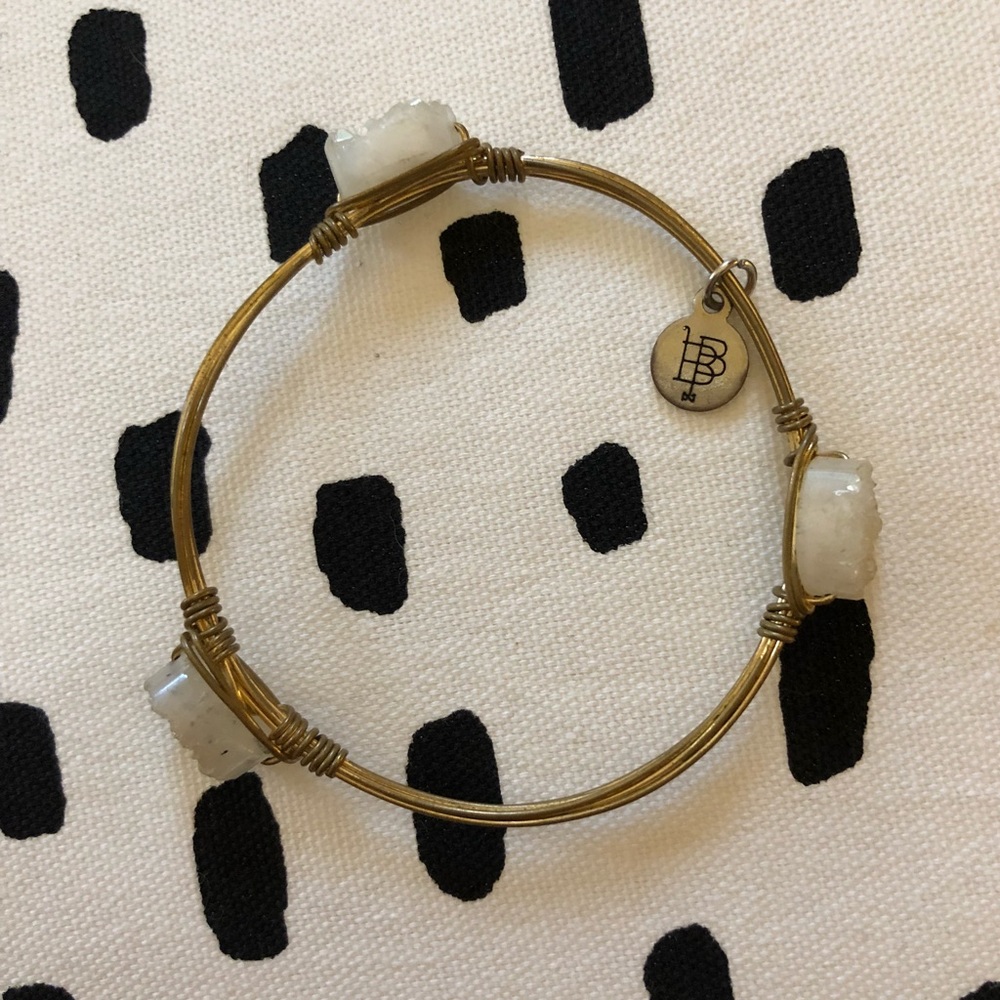 Bourbon & Boweties White Druzy Bangle Bracelet